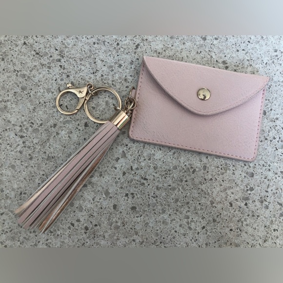 Key/Bag NWOT Charm Card Case Tassel Chain - Light Pink Blush & Gold Color - Picture 2 of 2